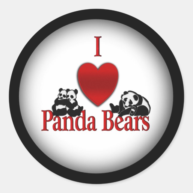 Sticker Rond I Heart Panda Bears Fun (Devant)