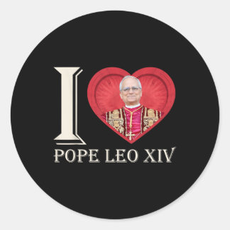 Sticker Rond I Heart Pope Leo Xiv Premier Pape Américain 267th 