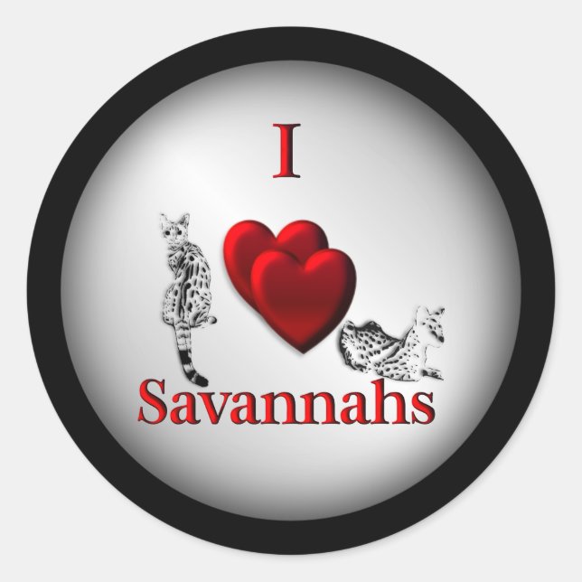 Sticker Rond I Heart Savannah Chat Argent (Devant)