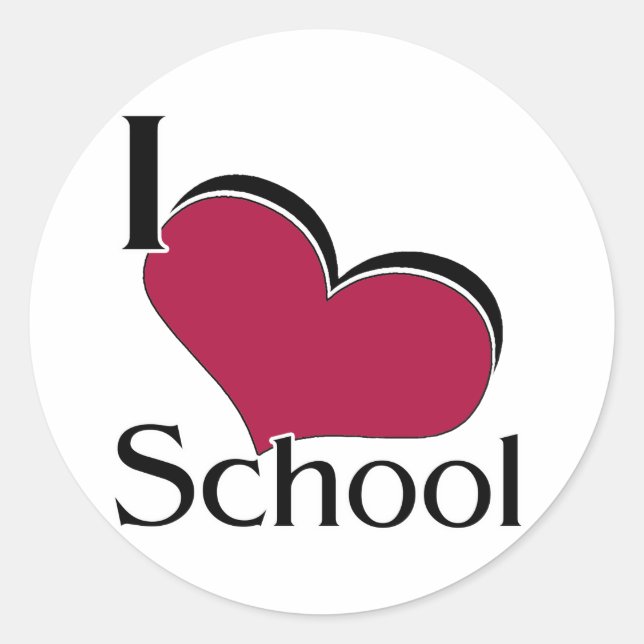 Sticker Rond I "heart" School (Devant)