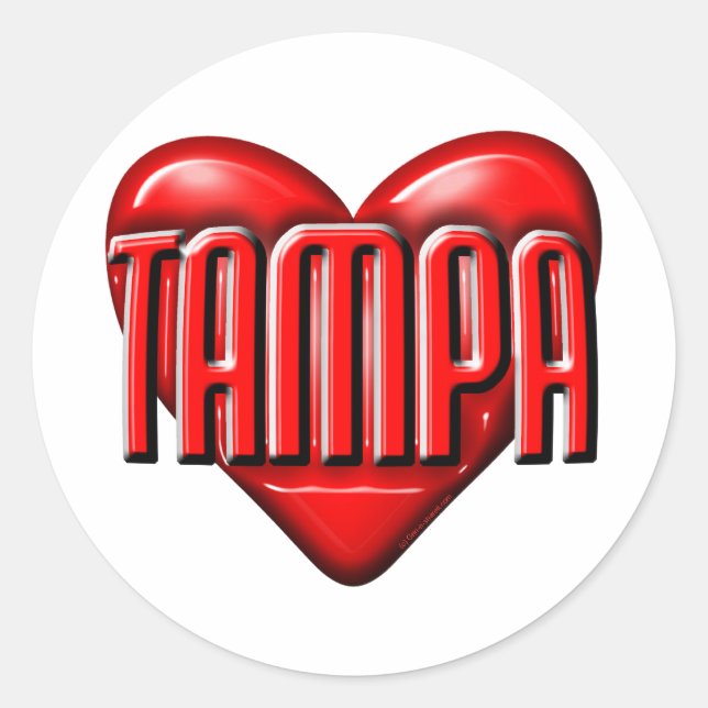 Sticker Rond I Heart Tampa (Devant)
