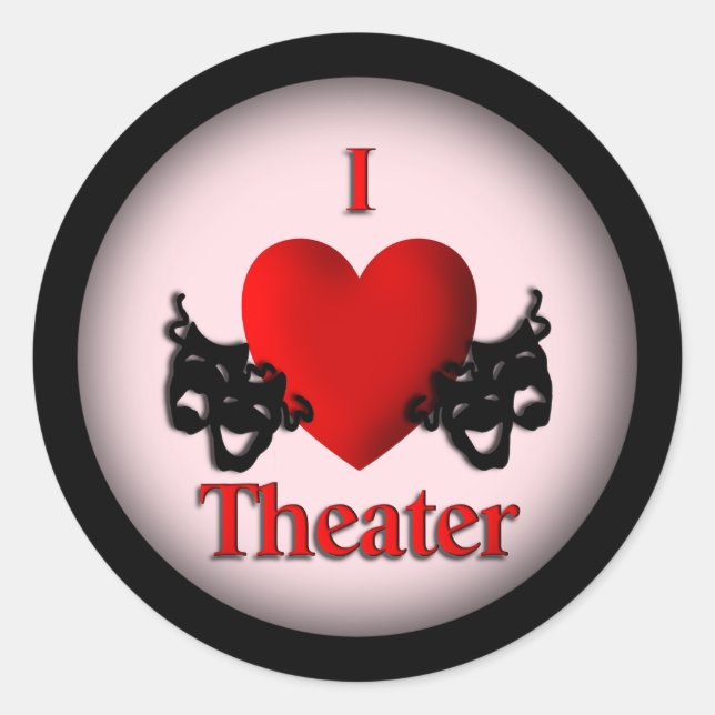 Sticker Rond I Heart Theater Pink (Devant)