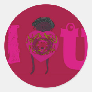 Sticker Rond I Heart You Nakupenda Sana Heureuse Sainte-Valenti