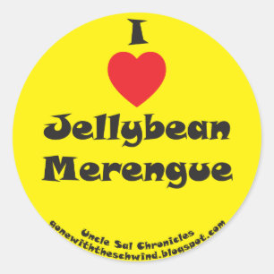 Sticker Rond I jaune de Merengue de bonbon mou de coeur