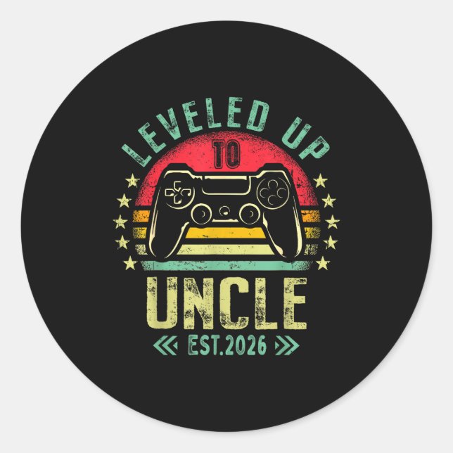 Sticker Rond I Leveled Up To Uncle 2026 Promoted To Uncle Level (Devant)