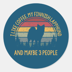 Sticker Rond I like coffee and my finnish lapphund finlandais