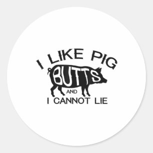 Sticker Rond I Like Pork Butts - Funny Grilling Bbq Barbecue Me