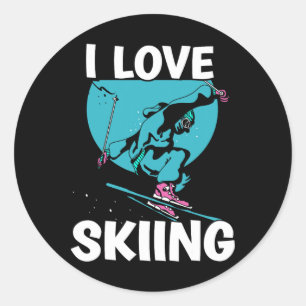 Sticker Rond I Loin Ski Skieurs Ski Ski Ski Sports d'hiver