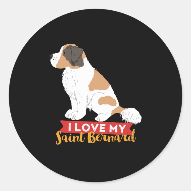 Sticker Rond I Lote My St Bernard Mignonne Amoureux des chiens  (Devant)