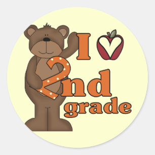 Sticker Rond I Love 2nd Grade Tshirts et cadeaux
