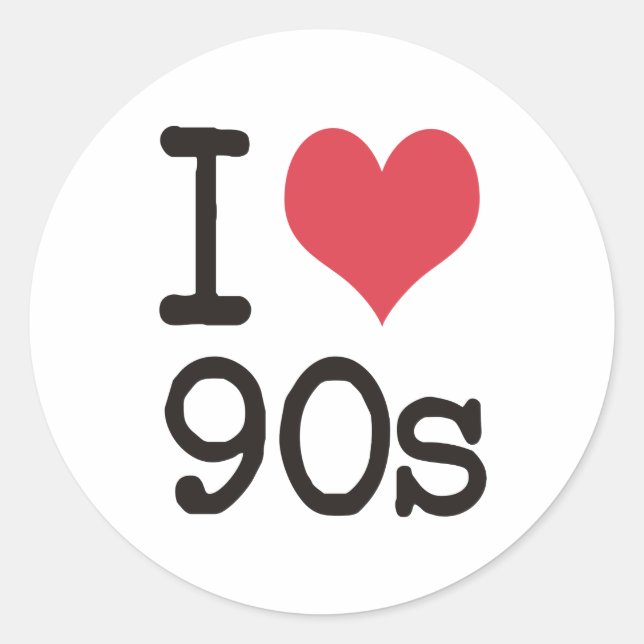 Sticker Rond I Love 90s Produits & Designs! (Devant)