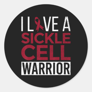 Sticker Rond I Love A Sickle Cell Warrior Awareness Moth Ribbo