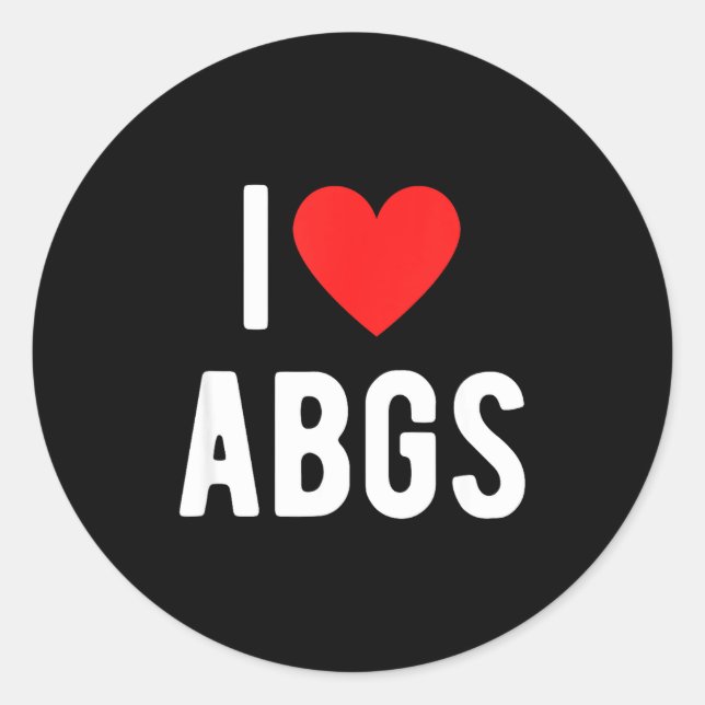 Sticker Rond I Love Abgs Cute Heart Graphic Valentines Day  (Devant)