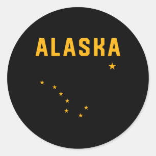 Sticker Rond I Love Alaska Minimalist State Flag