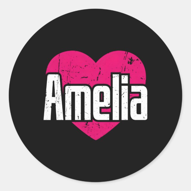 Sticker Rond I Love Amelia Prénom I He Amelia (Devant)