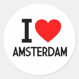 Sticker Rond I Love Amsterdam
