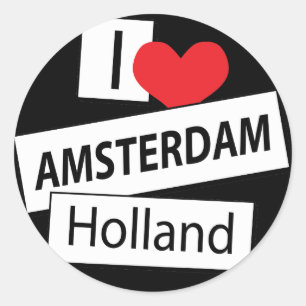 Sticker Rond I Love Amsterdam Holland
