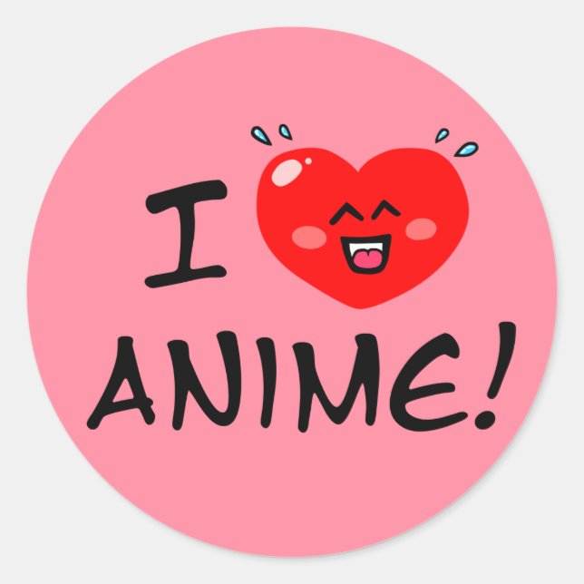 Sticker Rond I Love Anime (Devant)