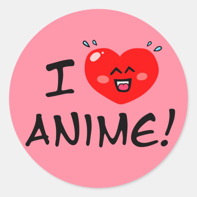 Sticker Rond I Love Anime (Devant)