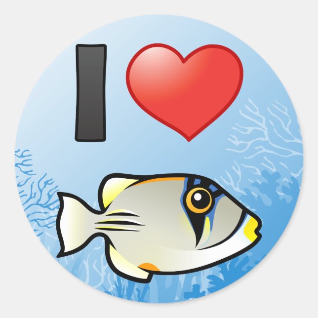 Sticker Rond I Love Arabian Picassofish (Devant)