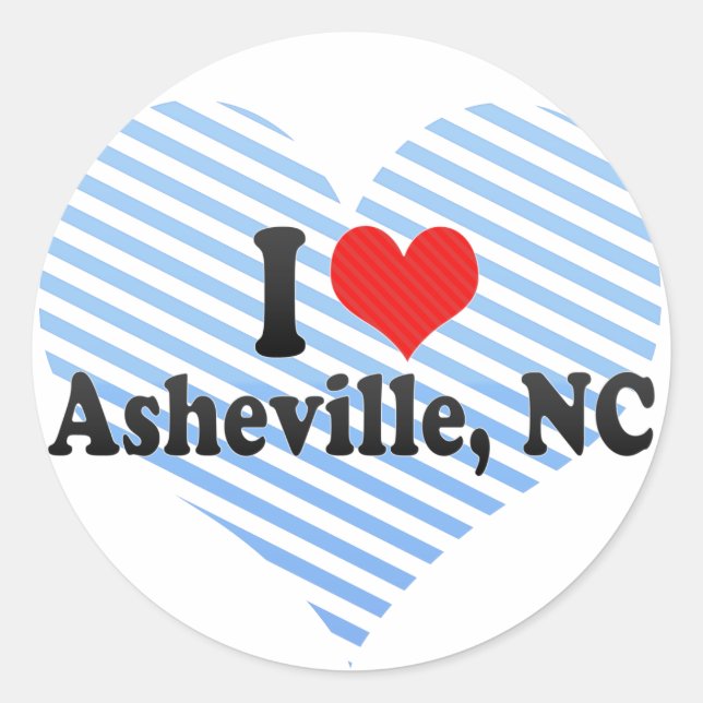 Sticker Rond I Love Asheville, NC (Devant)