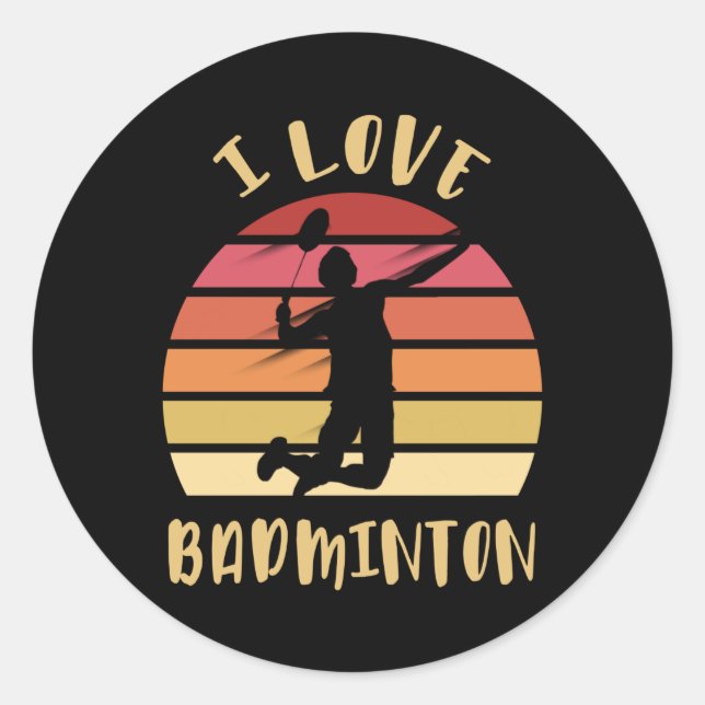Sticker Rond I Love Badminton Jump Smash (Devant)