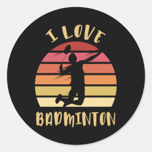 Sticker Rond I Love Badminton Jump Smash