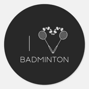 Sticker Rond I Love Badminton Team Player Coach