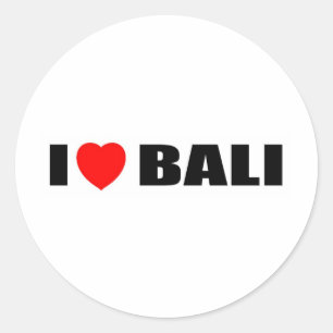 Sticker Rond I Love Bali, Indonésie