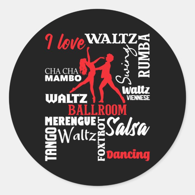 Sticker Rond I Love Ballroom Dancing - Dance Instructor Pair Ch (Devant)