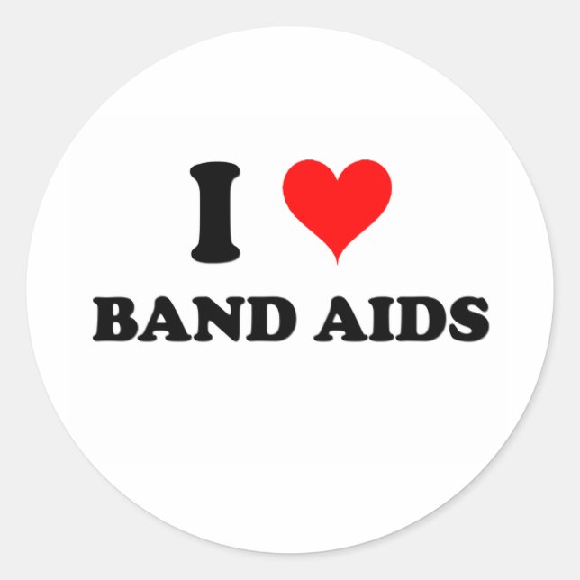Sticker Rond I Love Band Aids (Devant)
