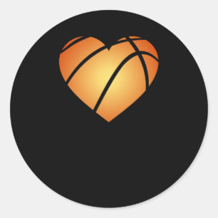 Sticker Rond I Love Basketball Coeur Saint Valentin