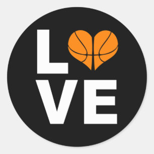Sticker Rond I Love Basketball Sports Athlete Player Cadeau