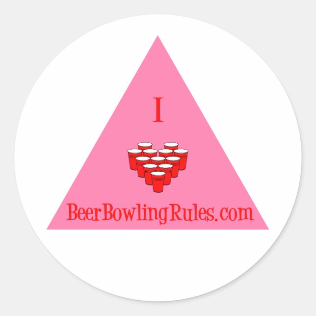 Sticker Rond I Love Beer Bowling Rules.com (Devant)