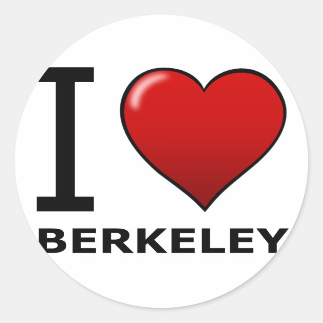 STICKER ROND I LOVE BERKELEY, CA - CALIFORNIE (Devant)