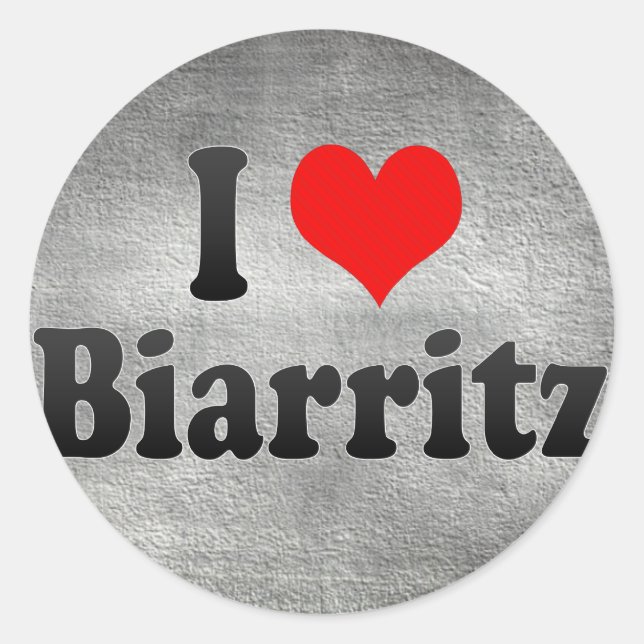 Sticker Rond I Love Biarritz, France (Devant)