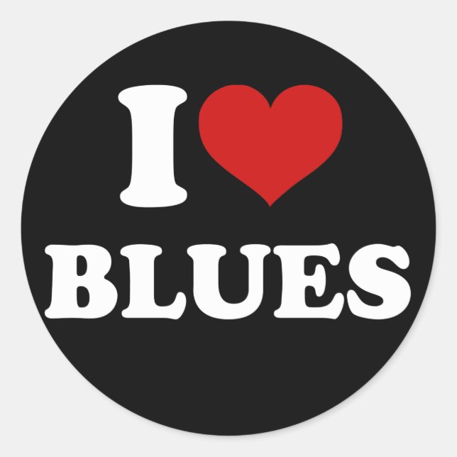 Sticker Rond I Love Blues (Devant)