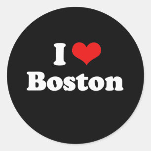 Sticker Rond I Love Boston Tshirt blanc