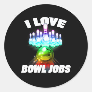 Sticker Rond I Love Bowl Jobs Gay Rainbow Matching Team Bowling