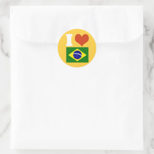 Sticker Rond I love Brésil