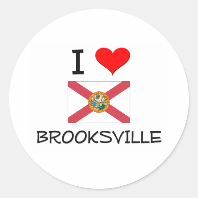 Sticker Rond I Love BROOKSVILLE Floride (Devant)