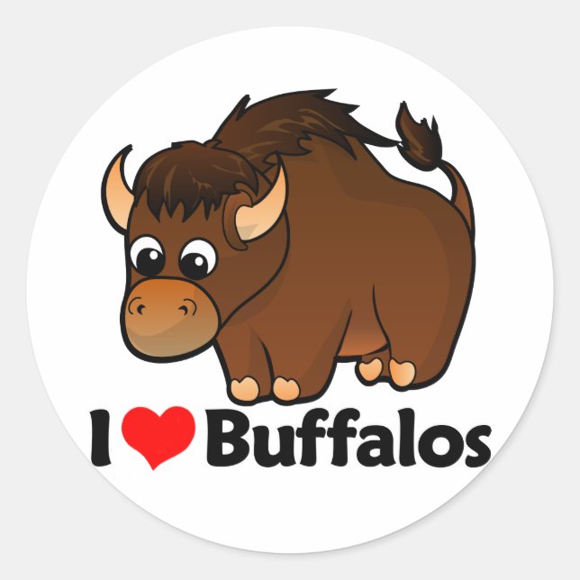 Sticker Rond I Love Buffalos (Devant)