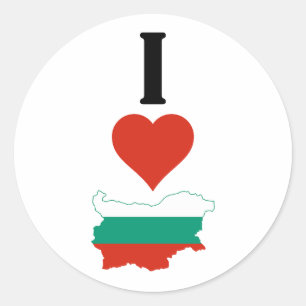 Sticker Rond I Love Bulgaria Vertical I Heart Country Flag Map