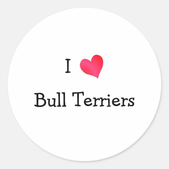 Sticker Rond I Love Bull Terrier (Devant)