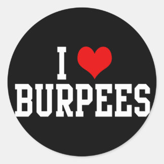 Sticker Rond I Love Burpees, Fitness