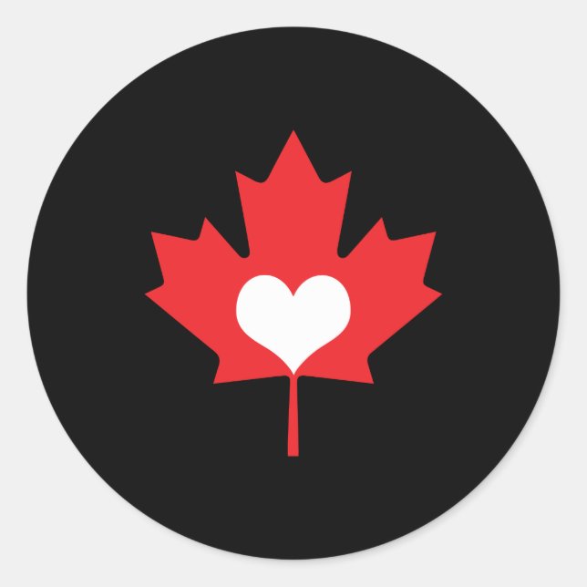 Sticker Rond I Love Canada Heart and Maple Leaf (Devant)