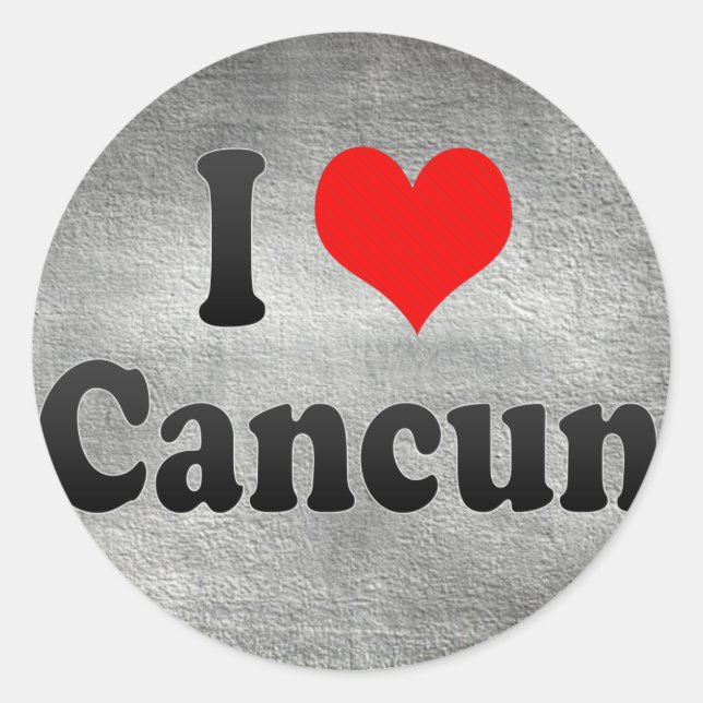 Sticker Rond I Love Cancun, Mexique (Devant)