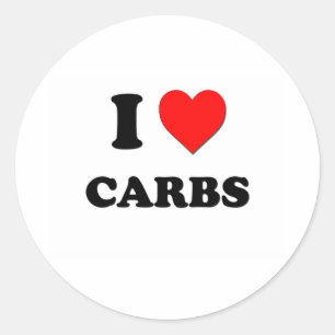 Sticker Rond I Love Carbs ( Nourriture )