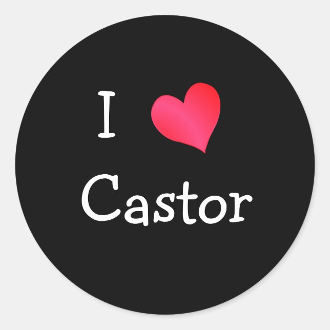 Sticker Rond I Love Castor (Devant)