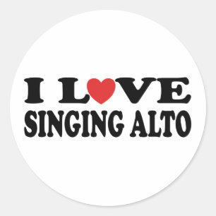 Sticker Rond I Love Chant Alto Music Cadeau
